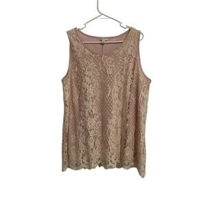 Est 1946 lace overlay soft rose plus size sleeveless top